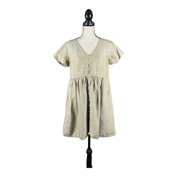 Madewell Linen Blend Alexandra Button Front Mini Dress - Picture 1 of 6